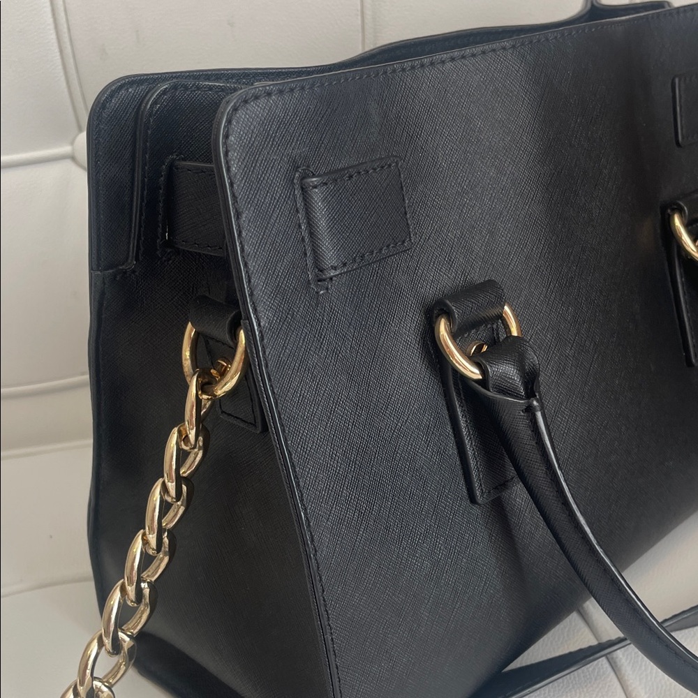 MICHAEL Michael Kors East West Hamilton Large Black Leather Tote - Picture 7 of 9